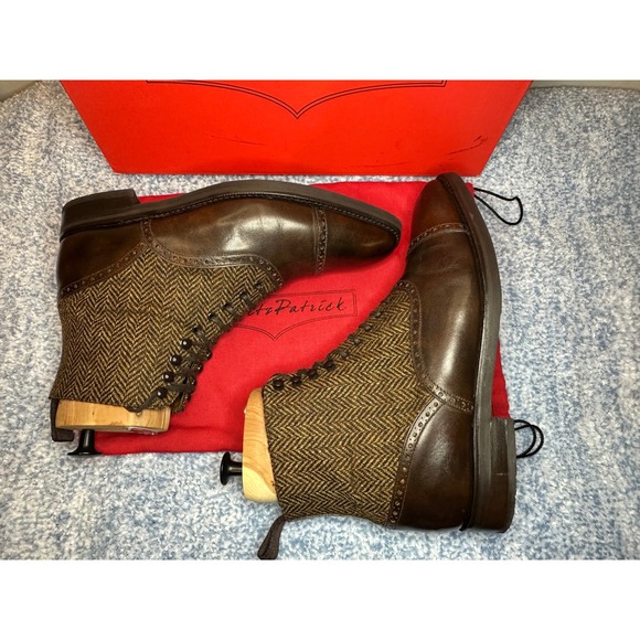 J.FitzPatrick Seaview II Boots 14551TL Copper Museum Calf Gold Tweed Mens 8D main image 4